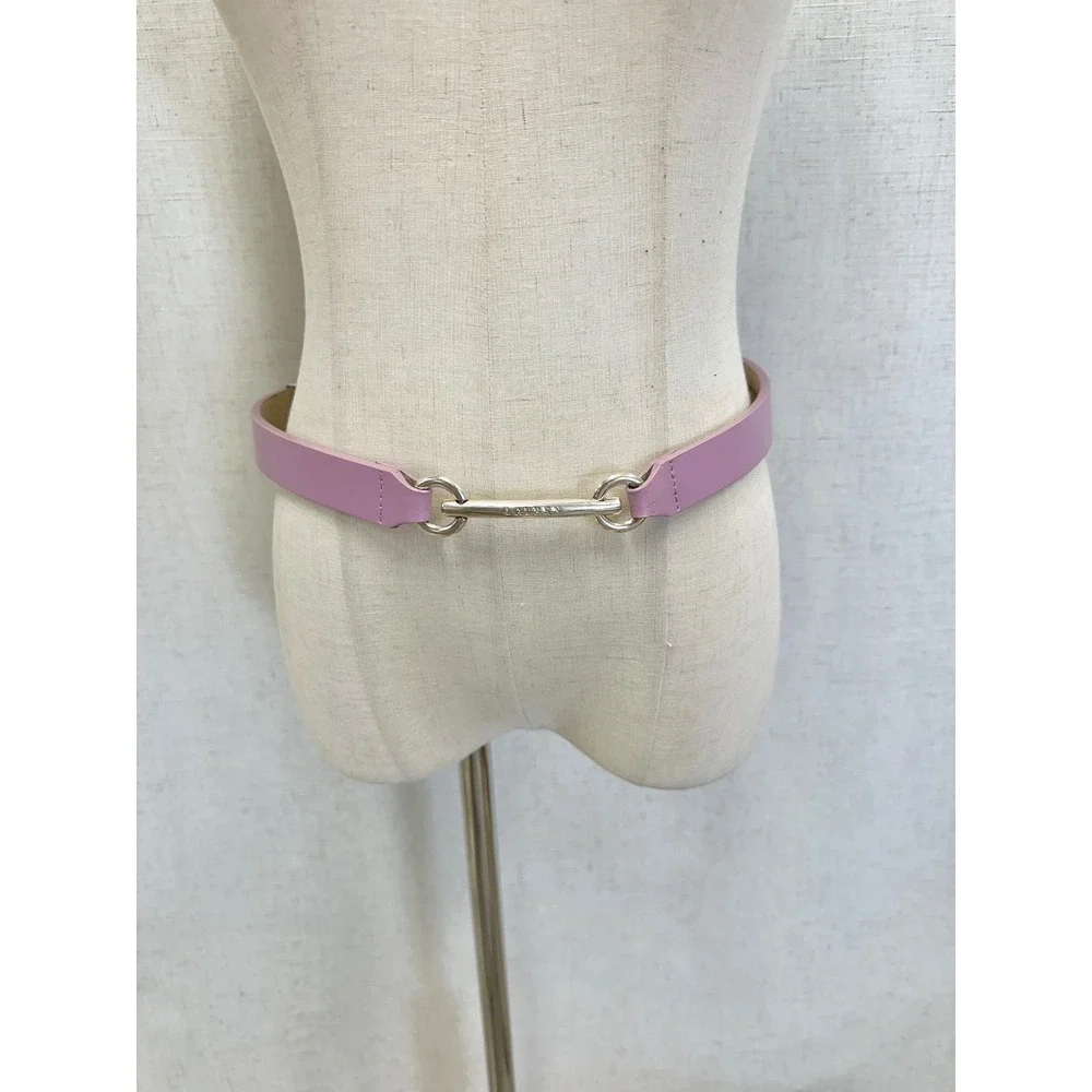 Lauren Ralph Lauren Italian Leather Purple Metal Bar Belt Adjustable L/XL Preppy